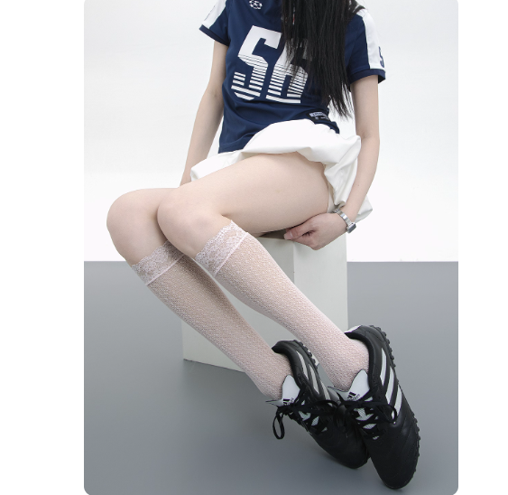 Girly Style Candy Lace Stockings Mouth Polka Dot Fishnet Hollow Mid-calf Socks