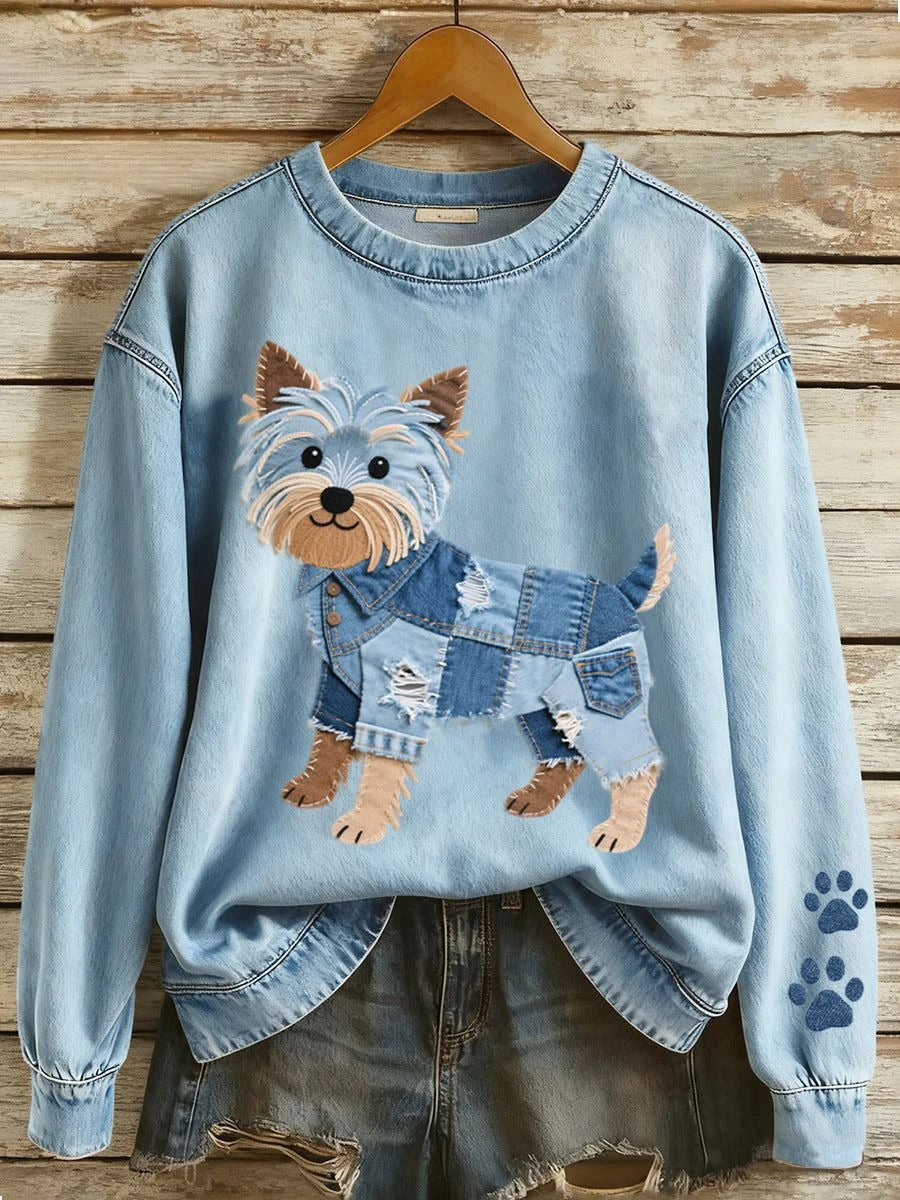 Womens Printed Saint-Like Sweater With A Crew Neck