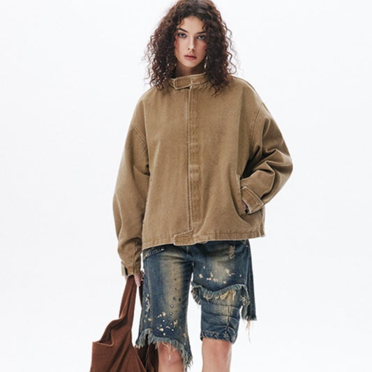 American Retro Simple Loose Padded Shoulder Jacket