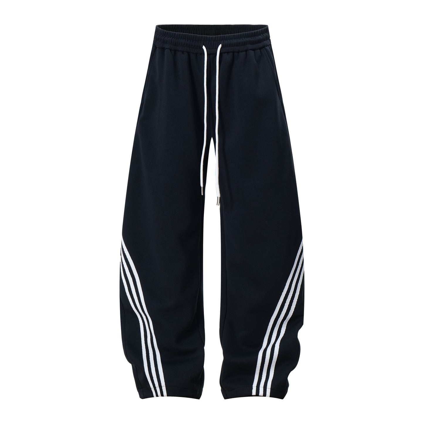 Womens American-Style Retro Striped Color-Block Patchwork Cropped Sweatpants