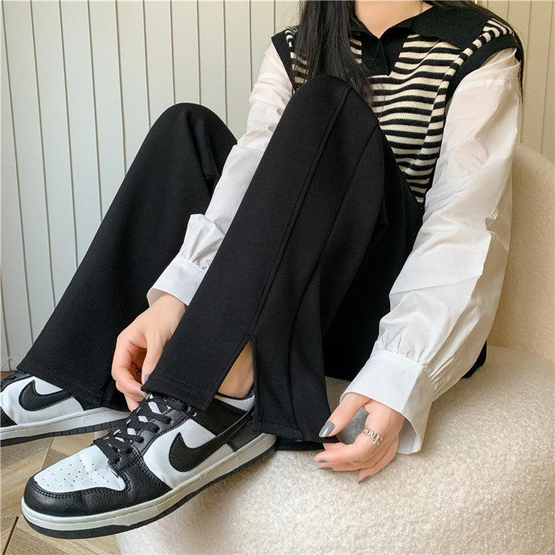 Women's Slim Side Split Loose Wide Leg Pants