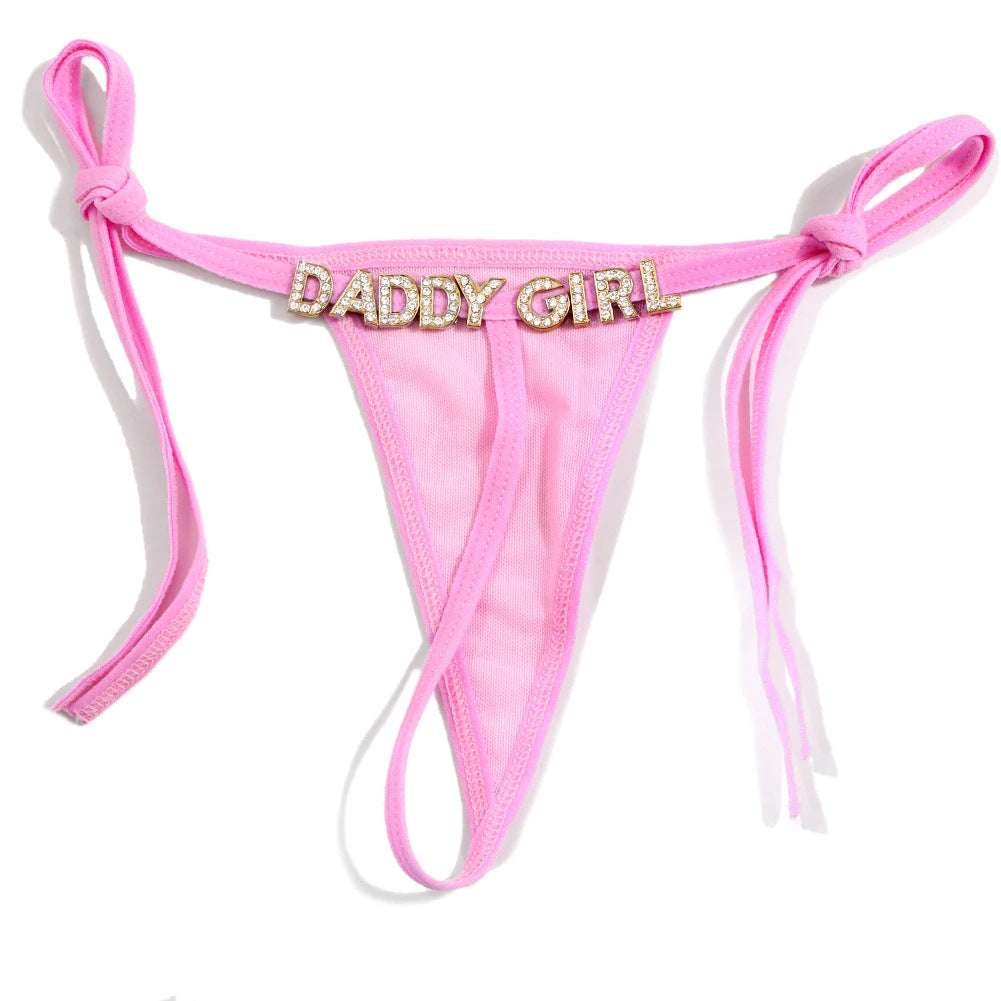Lace Transparent Rhinestone Alphabet Panties