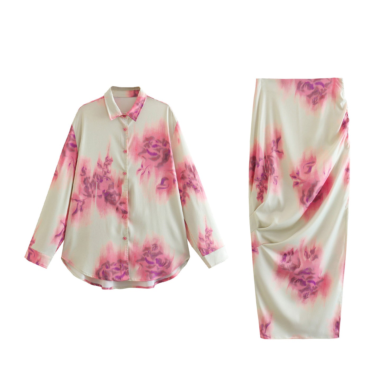 Printed High Waist Crimp Vacation Style Skirt