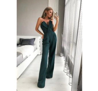 Women's Temperament Commuter Solid Color Jumpsuit