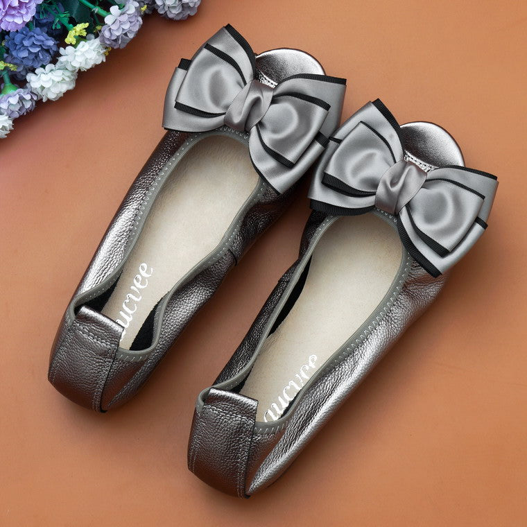 Flat Shoes Fish Mouth Sandal Egg Roll Women's Large Size Leather Soft Sole