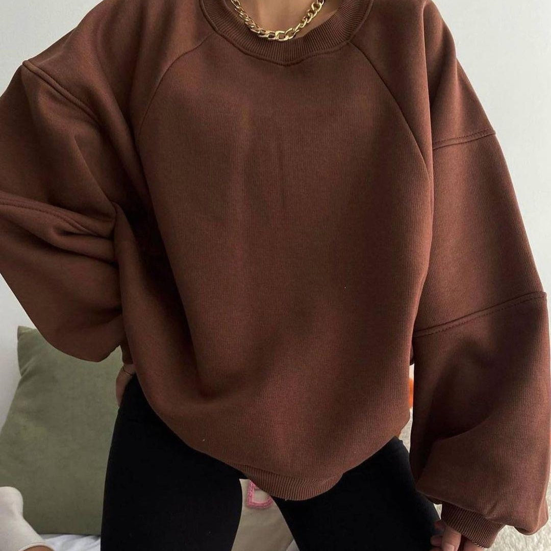 Ny rundhalset strikket langærmet ren sweater til kvinder