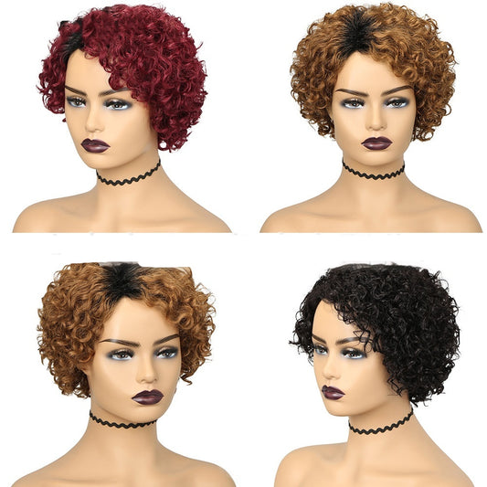 Partial Gradient Chemical Fiber Multi-color Small Roll Wig Sheath