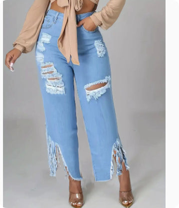 New Retro Black Straight-leg High-waist Jeans