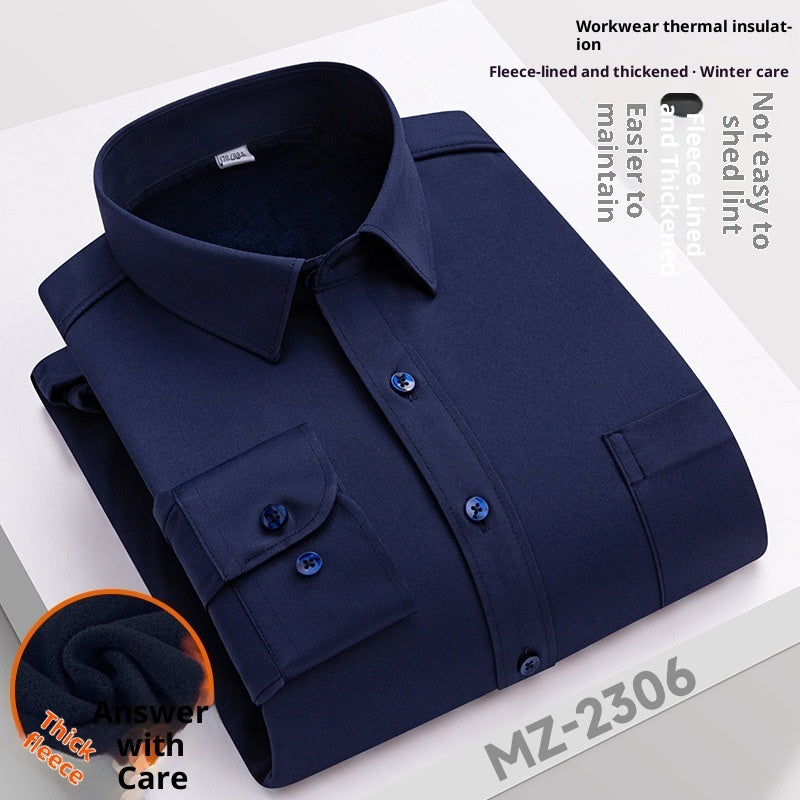 Winter Professional Shirt Men's Workwear Warm Fleece-lined