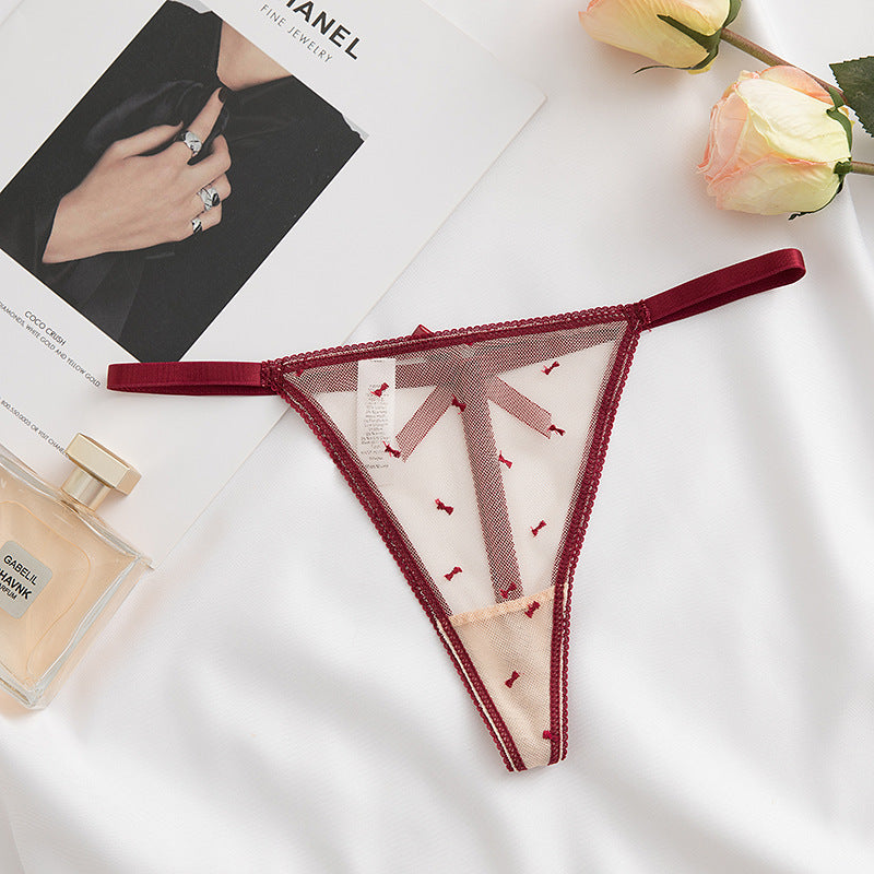 Lace Mesh Rhinestone Alphabet Thongs