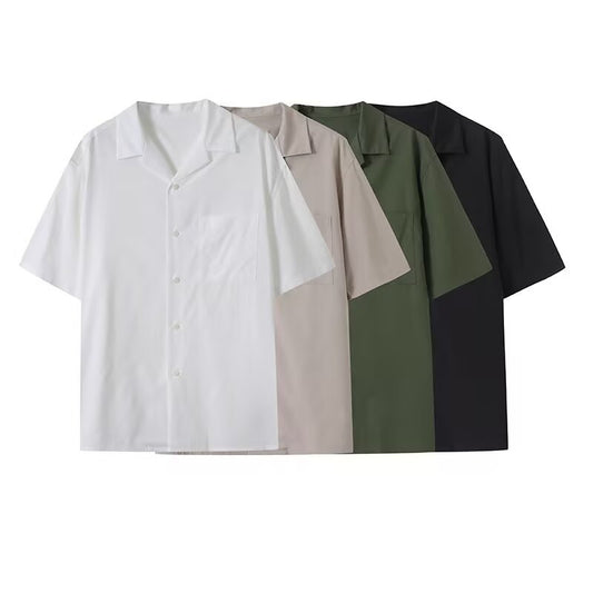 Men's And Women's Open Collar Solid Color Shirt