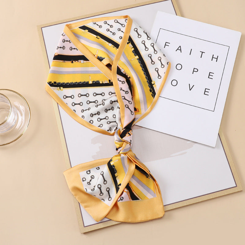 Small Silk Scarf Thin And Long Hair Binding Double Layer