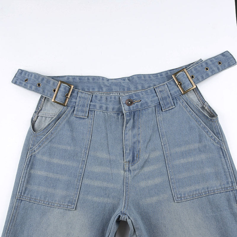 Trendy Women's Blue Hollow Design Personality