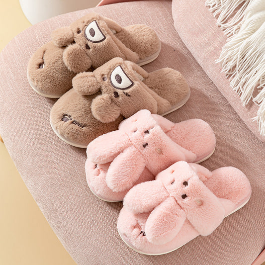 A Pair Of Home Cotton Slippers For A Lovely Couple In Winter Indoor