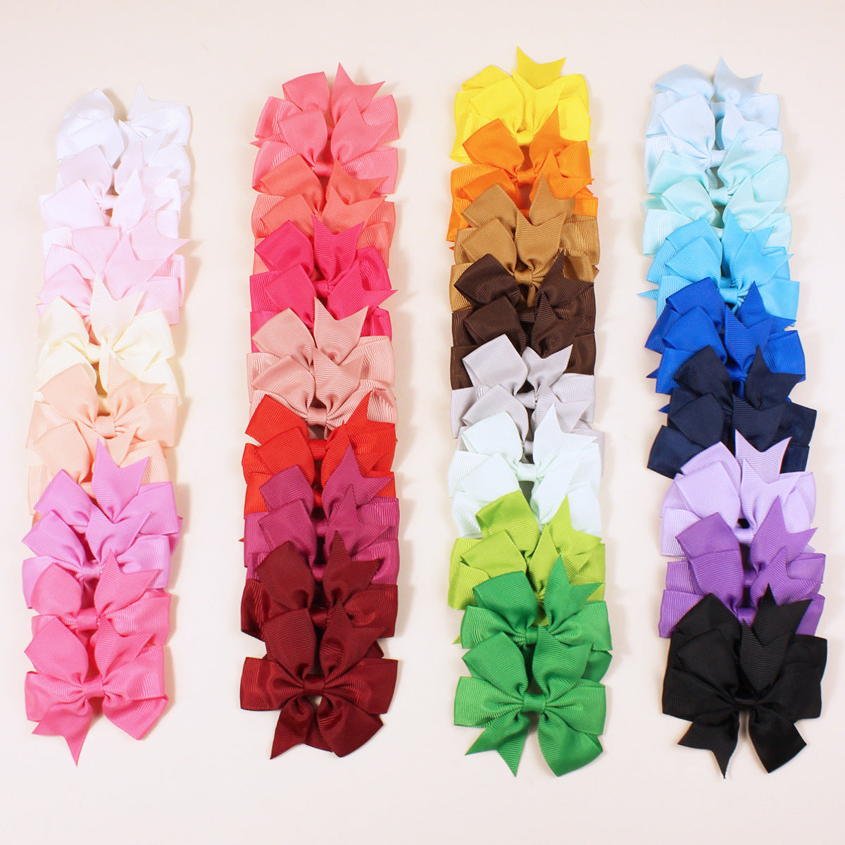 20 60pcs 3 Inches Boutique Grosgrain Ribbon Pinwheel Hair Bows For Baby Girls, Toddler Bows Hair Clip Birthday Gifts In Pair