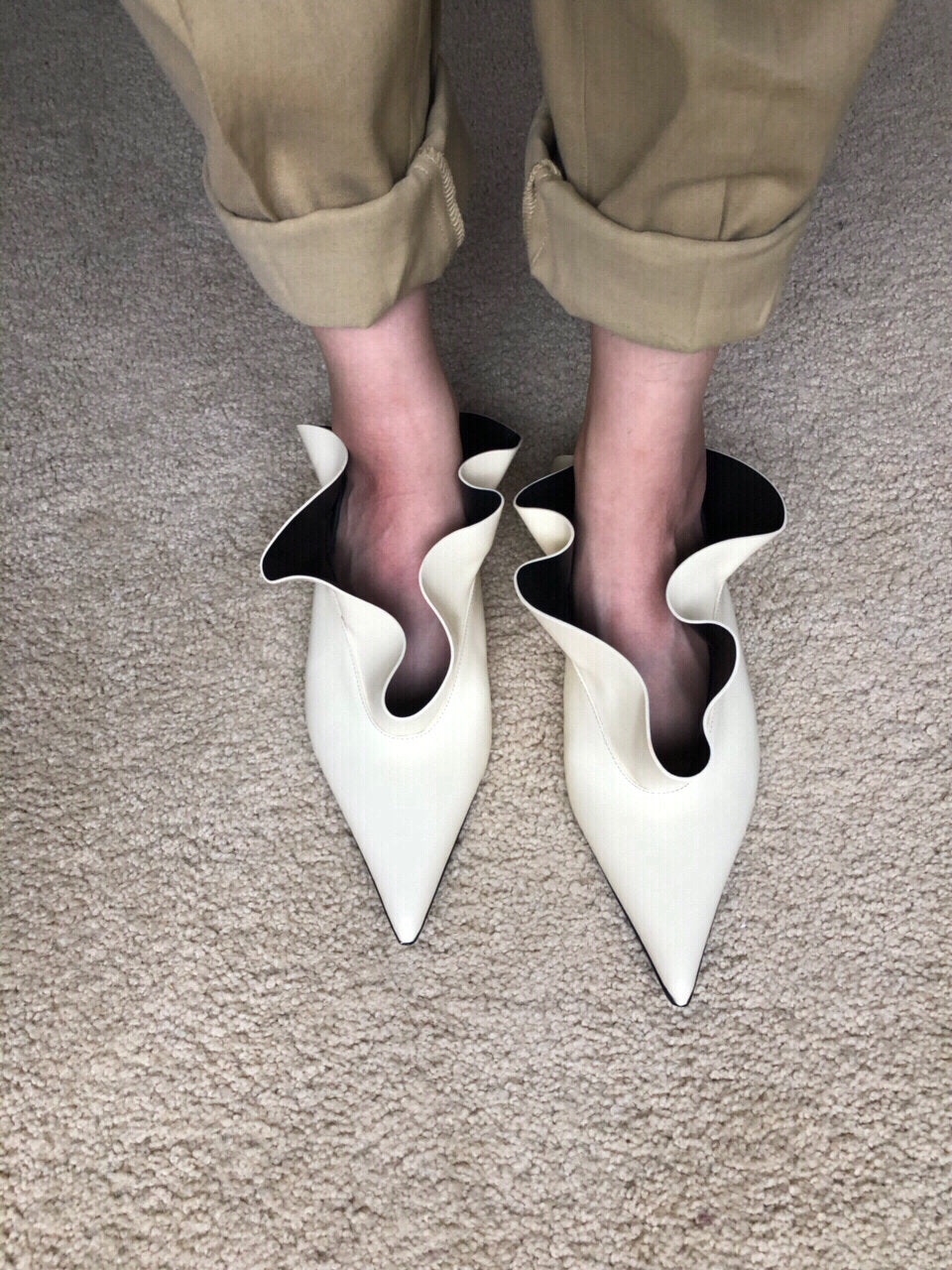 Women's Shoes Pointed Toe Low Heel Niche Rice White
