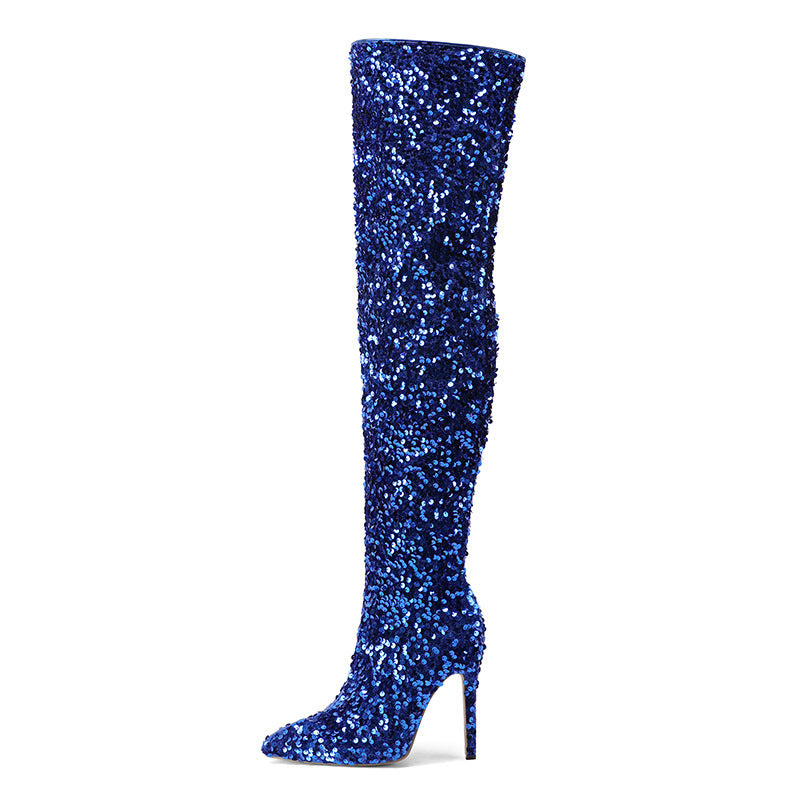Sexy Sequin Side-zip Over-the-knee Boots