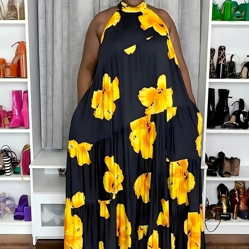 Womens Plus-Size Sleeveless Swing Dress With Pockets In A Casual Style
