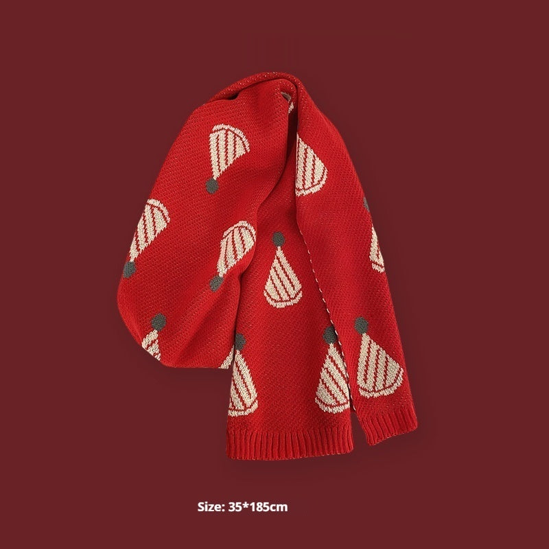 New Year Gift Red Lovers Wild Plaid Warm Wool Scarf