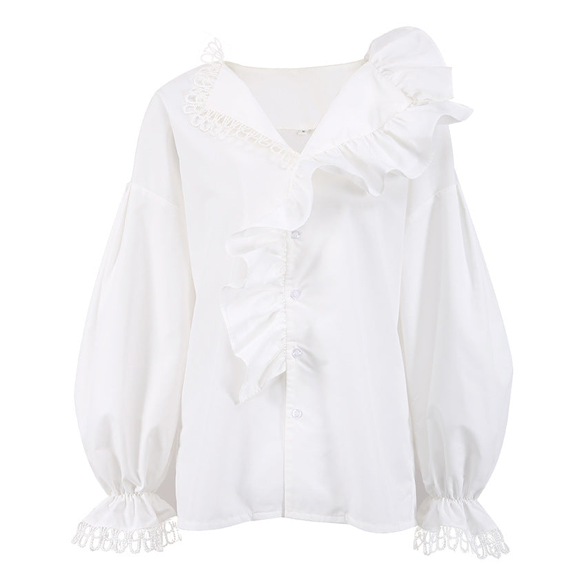 Women's Shirt Sexy Deep V-neck Long Sleeve Graceful And Fashionable