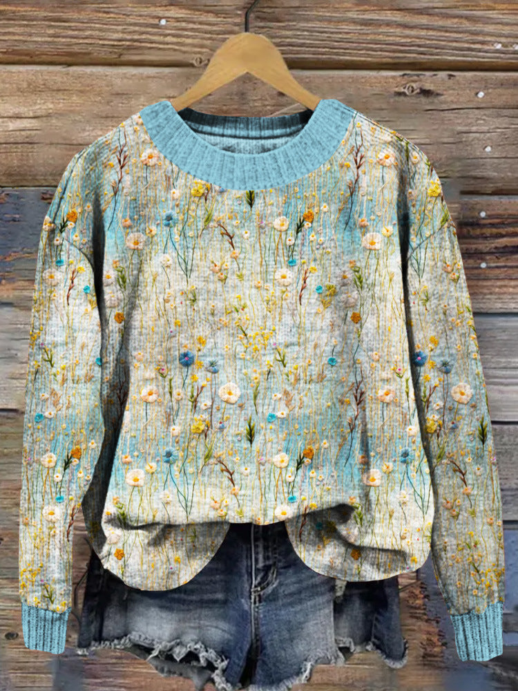 Women's Printed Long Sweater Loose Casual Jacket