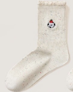 Embroidered Ruffle-ankle Socks For Women