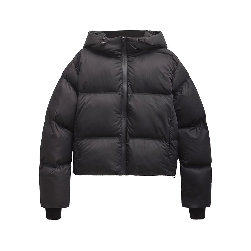 Simple Hooded Long Sleeve Zipper Pocket Protective Jacket Coat For Women