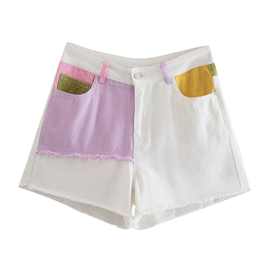 Cross-border Wholesale Amazon New Color Patchwork Casual Shorts