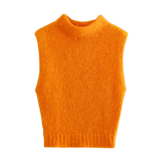 Crewneck Knit Tank Top Sleeveless Pullover