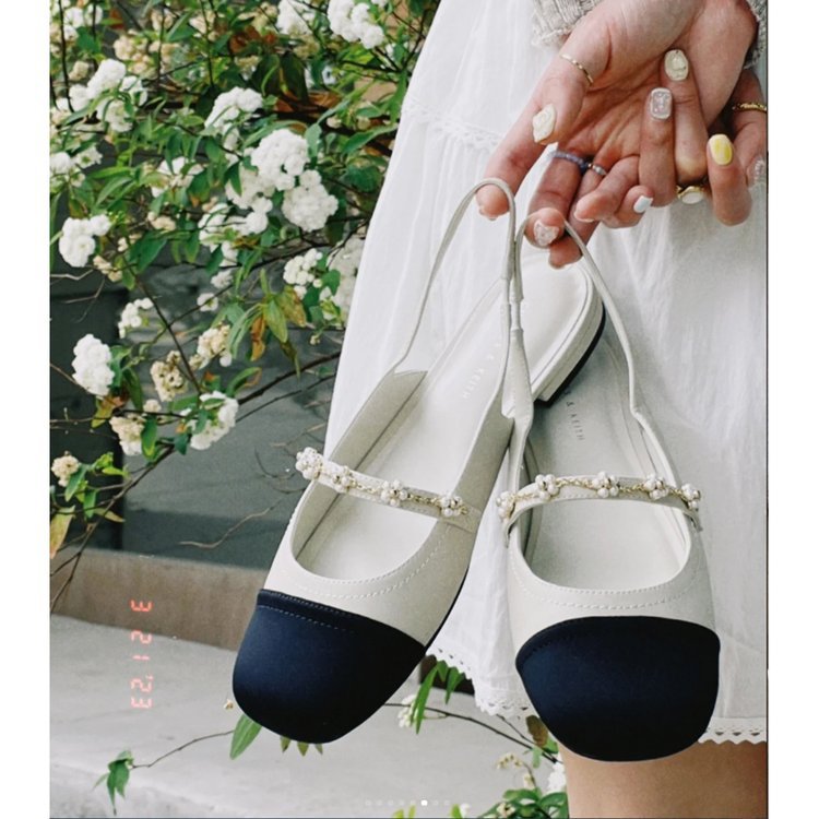 New Flower Square Head Elastic Band Shallow Mouth Flat Bottom Fashion Shoes