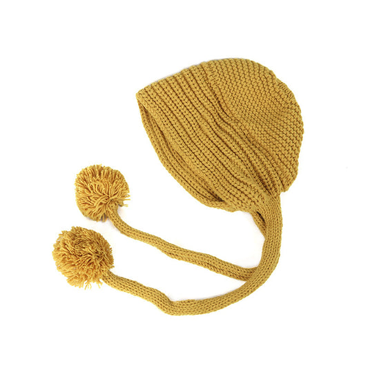 Women's Hand-knitted Long Lace-up Soft Girl Beanie Hat