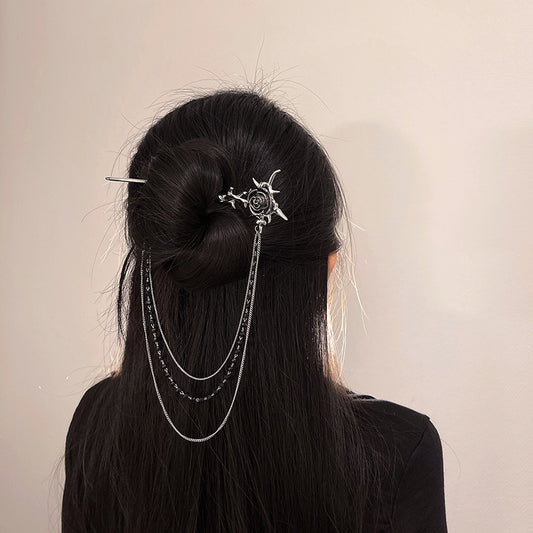 Rose-flower Chain Hairpin Minimalist And In A Fresh Chinese Style