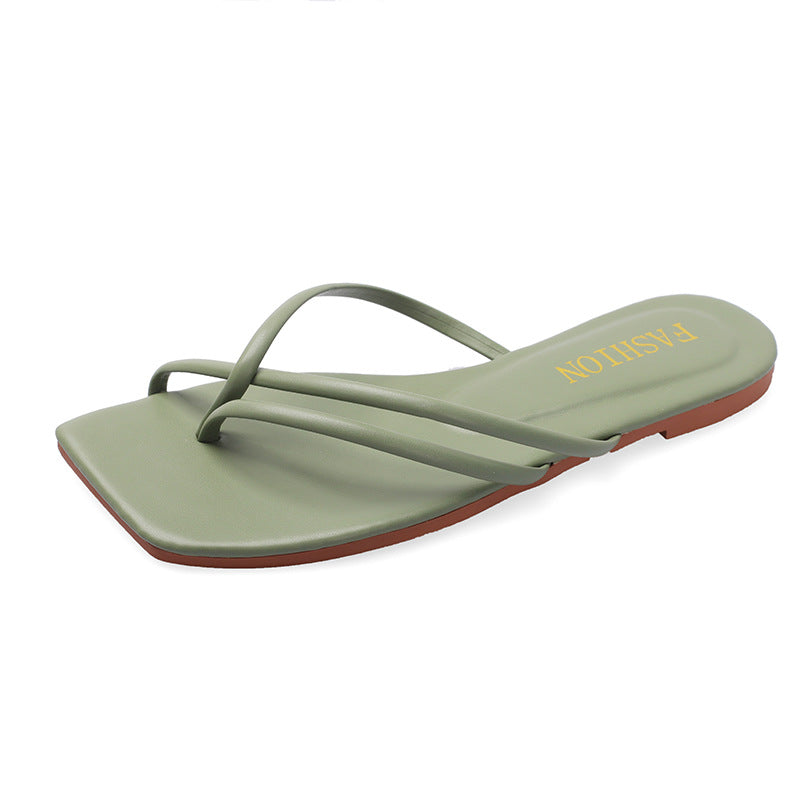 Fashion Outer Wear Korean Version Of Square Toe Flat Bottom