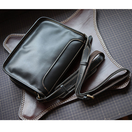 Mens Handmade Leather Casual Shoulder Crossbody Bag
