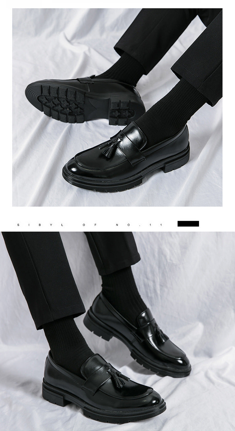 Brogue Business Casual Lædersko til Mænd Komfortable Åndbare Tassel Slip-on Loafers til Mænd