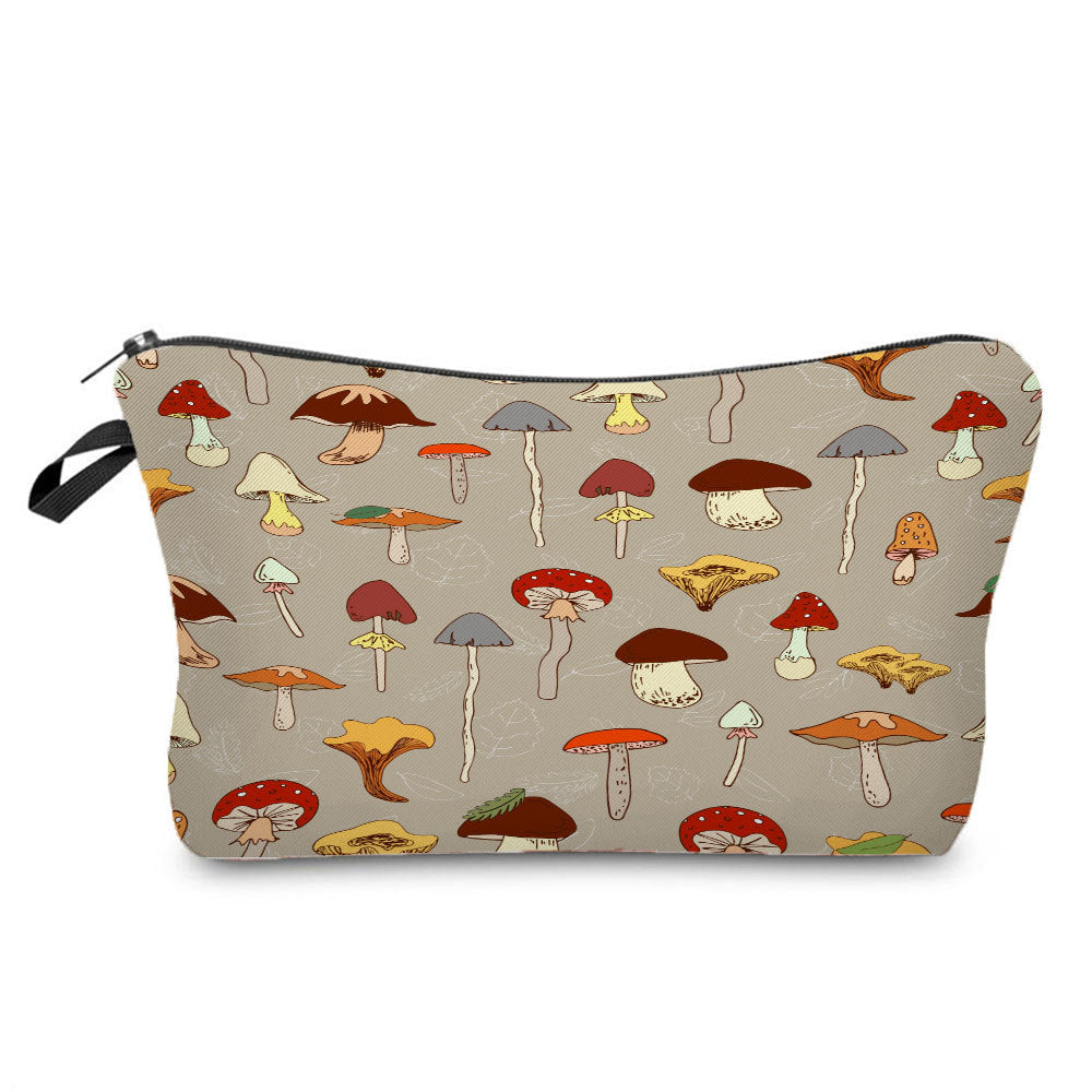 Cartoon Mushroom Dumpling Type Printed Makeup Bag