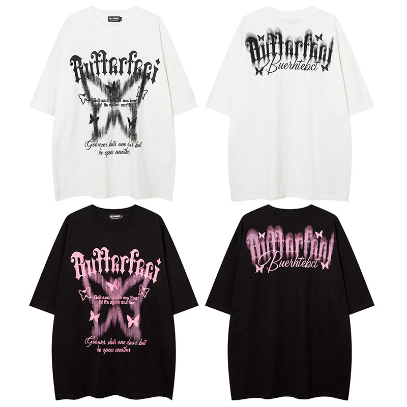 American High Street Butterfly Printed T-shirt For Men And Women