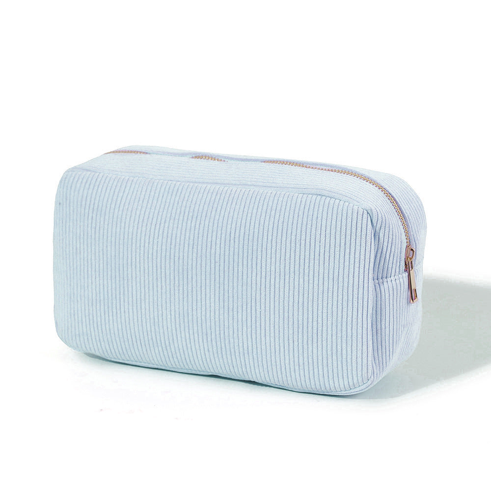 Large Capacity Portable Vertical Stripe Corduroy Cosmetic Bag