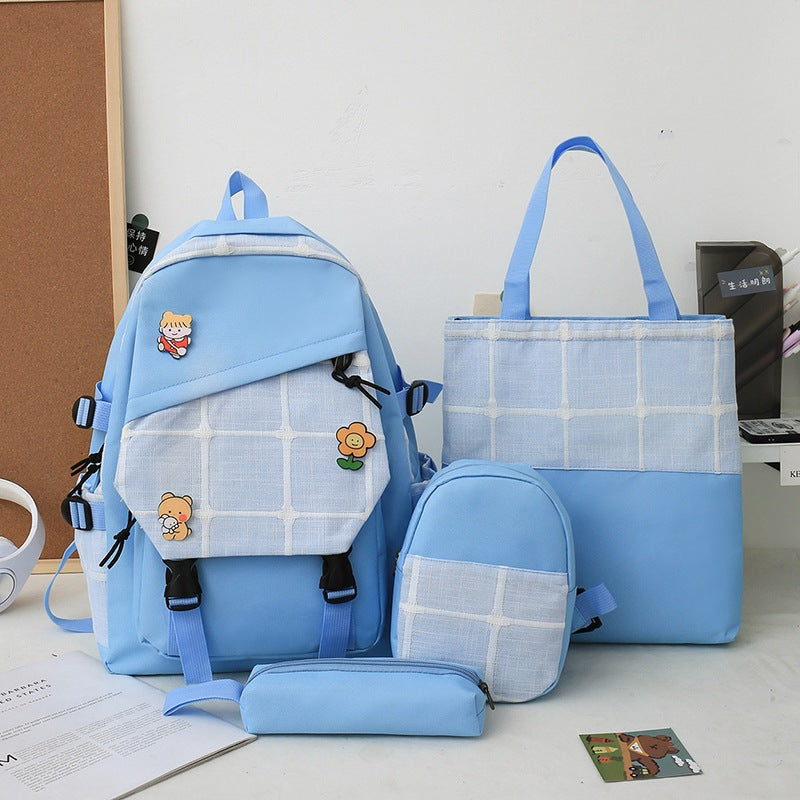 Women's Korean Style Plaid Backpack