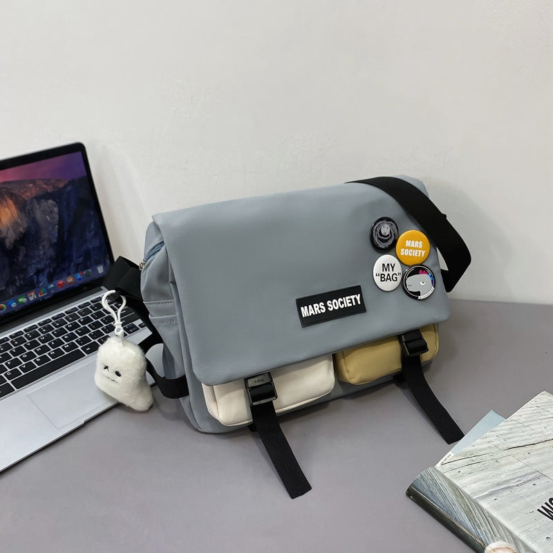 Tooling Korean Style Contrast Color Student Shoulder Bag Japanese-style Retro Color Matching
