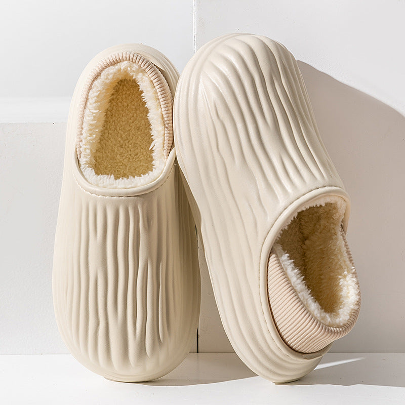 Fashion Thickened Winter Slippers Women's Indoor Outdoor Shoes Home Warm Plush Confinement Shoes