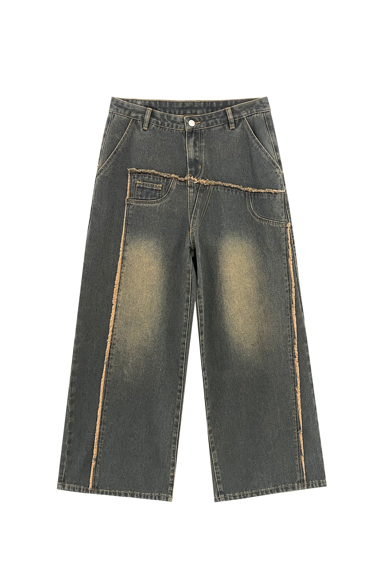 Loose Wash Edging Loose Denim Trousers