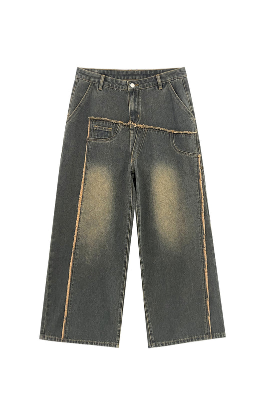 Loose Wash Edging Loose Denim Trousers