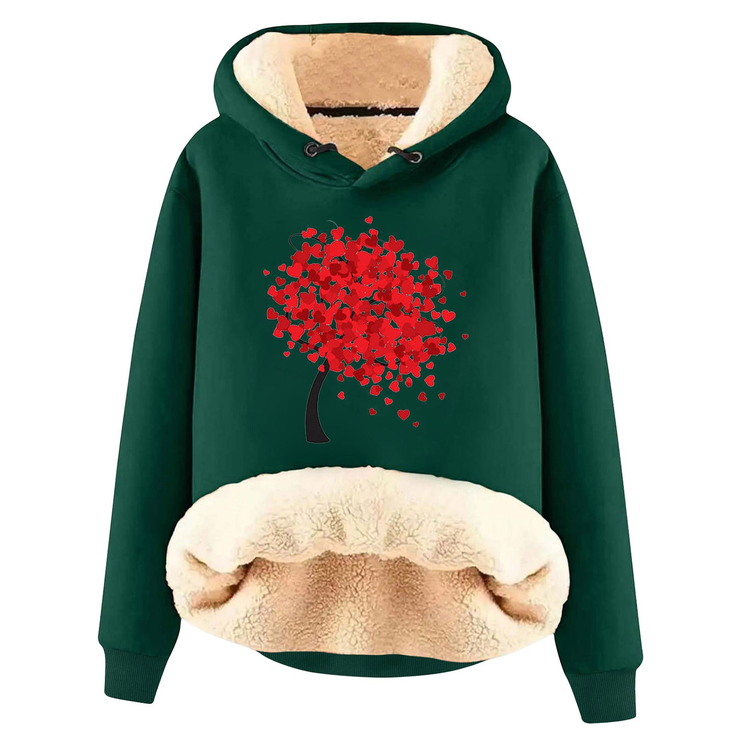 European And American Hooded Sweater Fleece Lined Padded Warm Keeping Loose Hooded Pullover