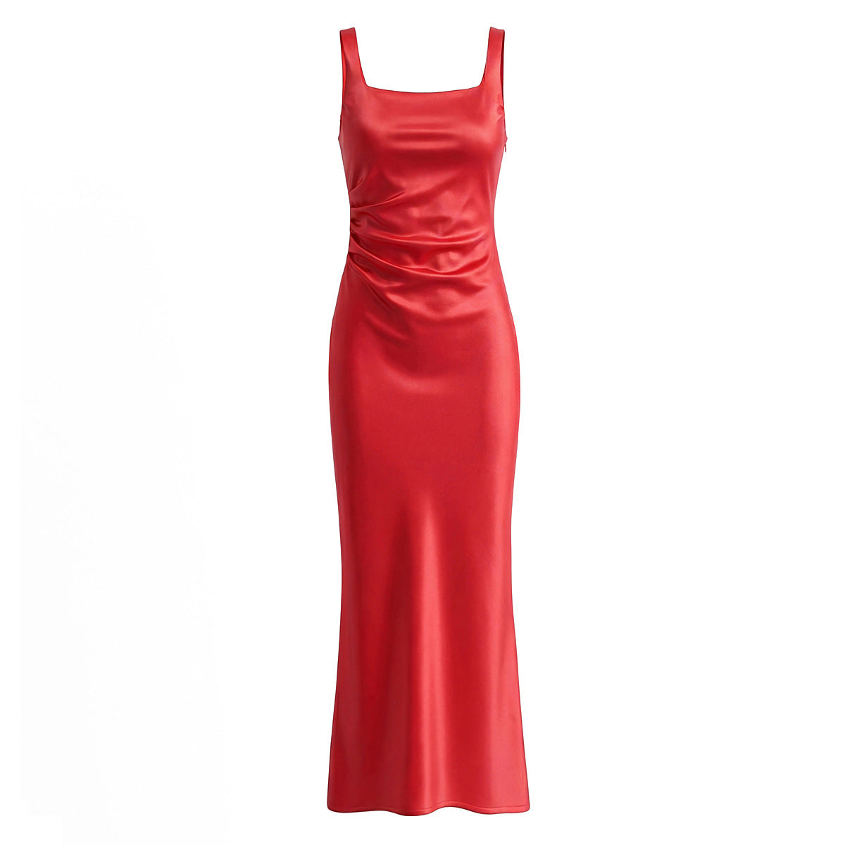 Double Shoulder Strap Tied Fish Tail Dress