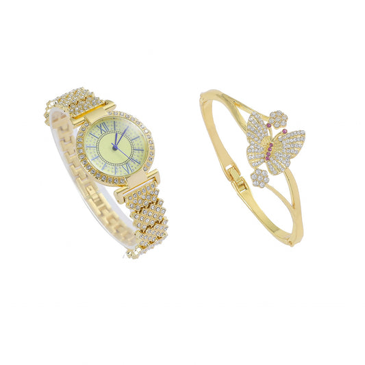Bracelet Full Diamond Women's Luxury Elegant Gold Watch