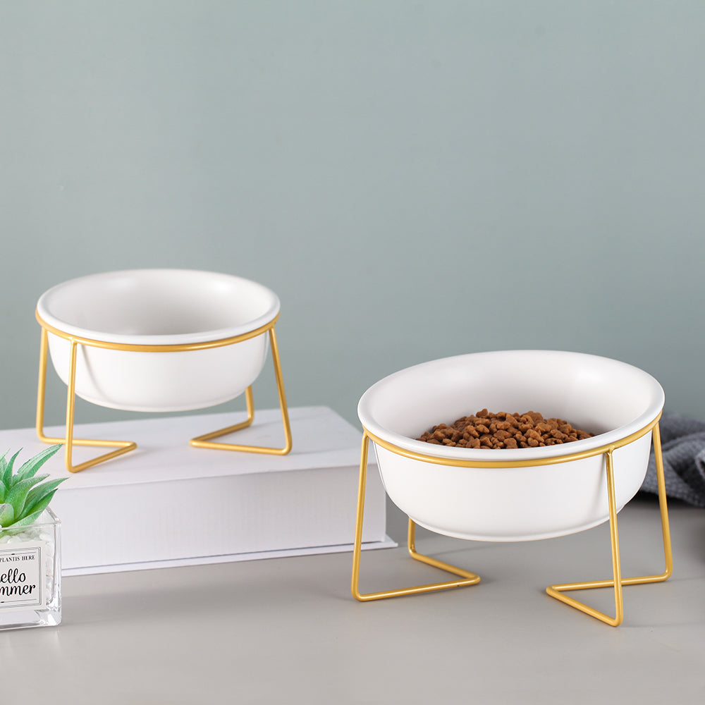 Cat Bowl Oblique Mouth Tilted Ceramic Pet Bowl Cat Food Bowl