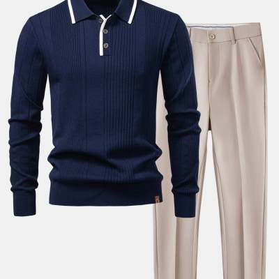 Men's Sweater Lapel Zipper Knitted Sweater