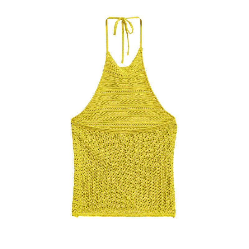 Fashion Halter Hollow Texture Women's Knitwear