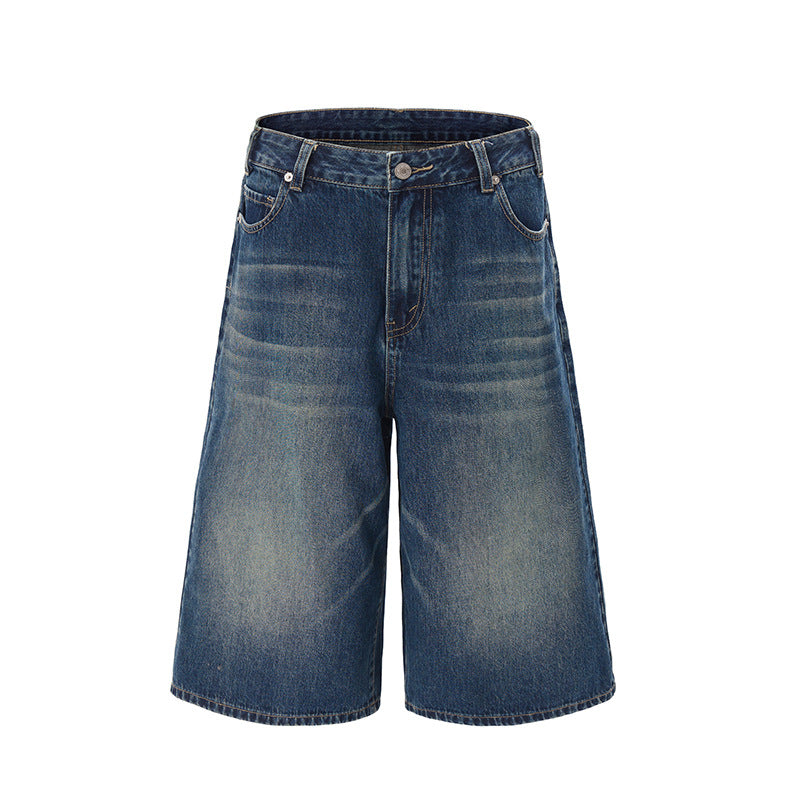 Women's American-style High Street Fashionable Washed Wide-leg Jeans